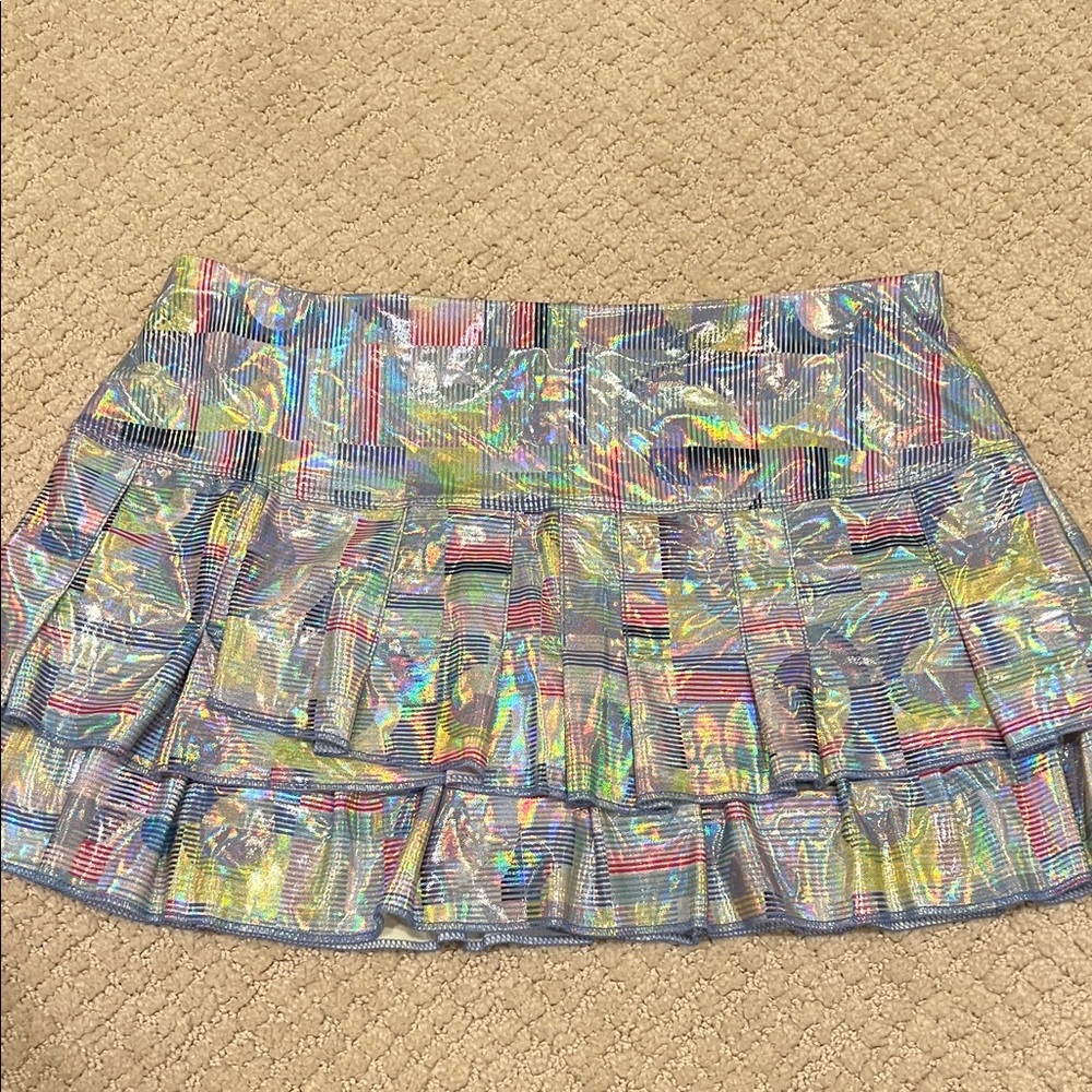 Lucky In Love tennis Holographic Pleated Skirt